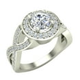 thumbnail image 1 of Engagement Rings for Women Round Brilliant Halo Rings Criss-Cross Shank 14K White Gold 1.25 carat (F,VS1), 1 of 5