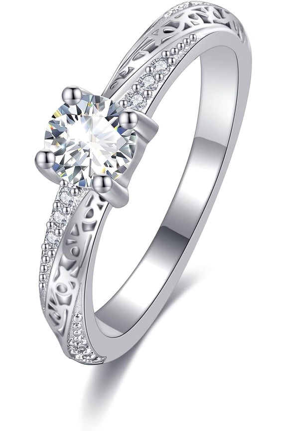 Engagement Rings for Women S925 Sterling Silver Moissanite Filigree Wedding Promise Rings Anniversary Jewelry for Her Women Wife Lover-8