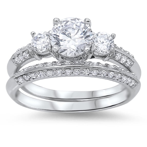 Engagement Set Clear CZ Promise Ring ( Sizes 4 5 6 7 8 9 10 11 ) New .925 Sterling Silver Band Rings (Size 5)