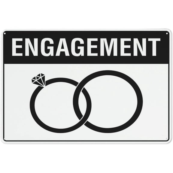 Engagement Sign 8"x12" Rustic Metal Tin, Home Outdoor Art Wall Decorations For Cafe Bar Kitchen, Engagement Decor Marker