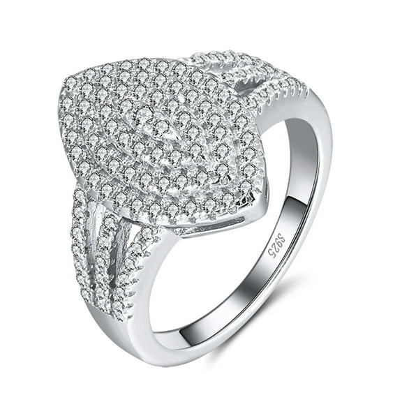 Engagement Statement Ring for Women Marquise Shape Pave Cz Sterling Silver Ginger Lyne Collection