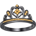 thumbnail image 1 of Engagement Wedding 925 Sterling Silver 14K Black Gold Plating Round Cut Citrine Tiara Queen Crown Heart Shaped Ring For Women, 1 of 1