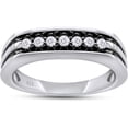 thumbnail image 1 of Engagement Wedding Band Men's Promise Ring Round Cut White Diamond 14K White Gold Over 925 Sterling Silver, 1 of 1