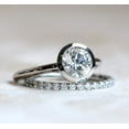 thumbnail image 1 of Engagement Wedding Bridal Ring Set Round Cut Diamond 14K White Gold Finish Silver, 1 of 5