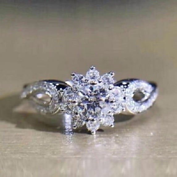 Engagement Wedding Ring 2 CT Round Cut White Moissanite 14K White Gold Plated