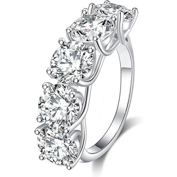 Engagement Wedding Ring for Women, 5 Stones 925 Sterling Silver D Color VVS Moissanite Promise Ring
