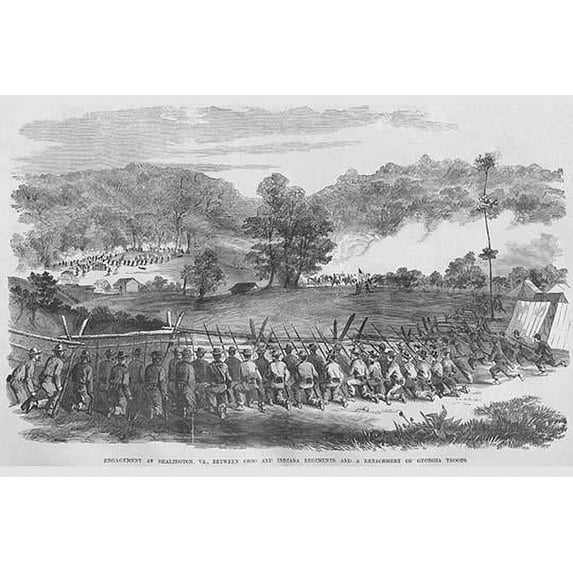 Engagement at Bealington, Virginia; Ohio & Indiana Vs. Georgia Troops Poster Print by Frank Leslie (24 x 36)