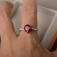 thumbnail image 1 of Engagement ring, ruby ring, pear cut red gemstone, July birthstone, sterling silver ring, 1 of 3