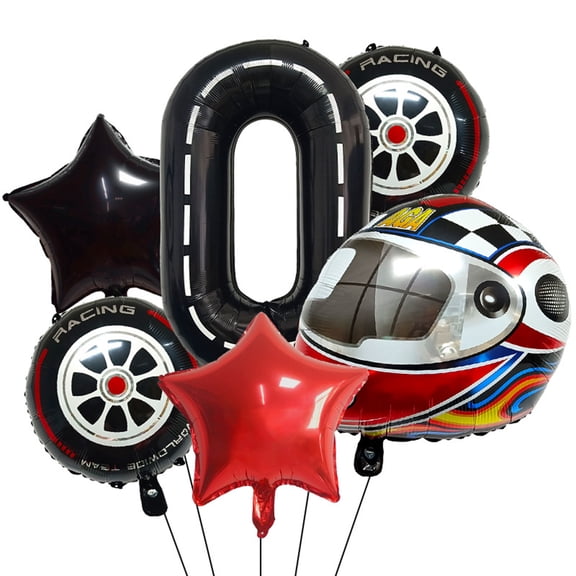 Engaging 40 Inch Digital Balloon Set with Racing Motifs Aluminum Foil Perfect for Kids Parties Family Festivities