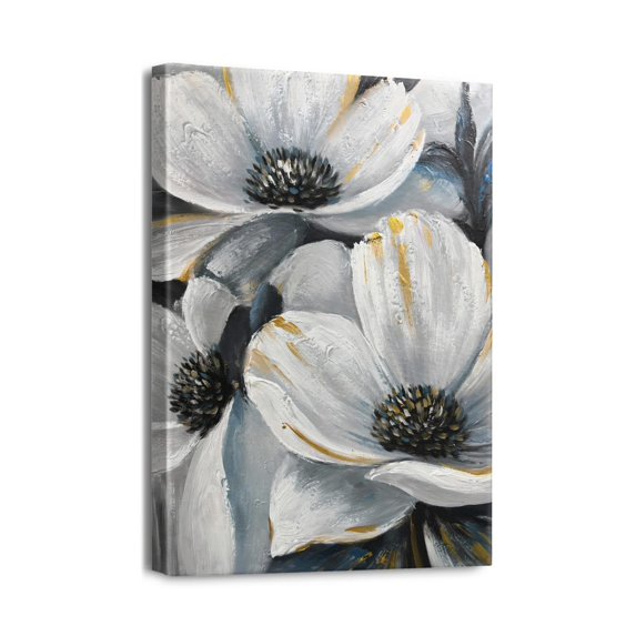 Engaging Blue Abstract Flower Art Modern Canvas Prints, Wall Art for Upgrading Living Room, Bedroom & Home Décor, 12x16 inches