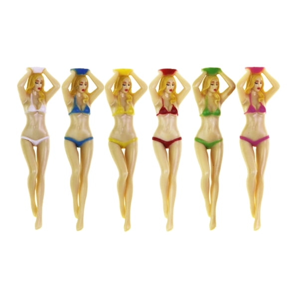 Engagingny Novelty Golf Tees Bikini Lady Golf Ball Holders 2 Inch Durable Decorative Golf Accessory for Outdoor Golf Game Practice Training Multi Color 6 Pack