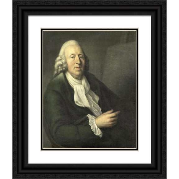 Engel Sam 20x24 Black Ornate Framed Double Matted Museum Art Print Titled: Self Portrait at Approximately 60 Years of Age (1755 - 1769)