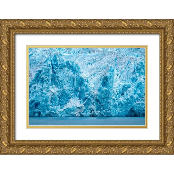 Engelbrecht, Jim 14x11 Gold Ornate Wood Framed with Double Matting Museum Art Print Titled - LeConte glacier-LeConte Bay-Alaska-USA