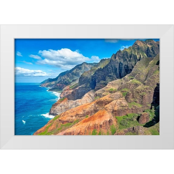 Engelbrecht, Jim 14x11 White Modern Wood Framed Museum Art Print Titled - Na Pali Coast-Kauai-Hawaii-USA