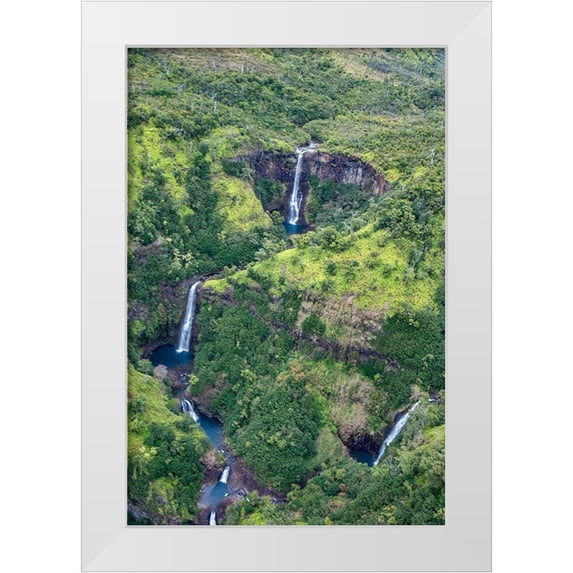 Engelbrecht, Jim 17x24 White Modern Wood Framed Museum Art Print Titled - Waterfalls in Waimea Canyon State Park-Kauai-Hawaii-USA