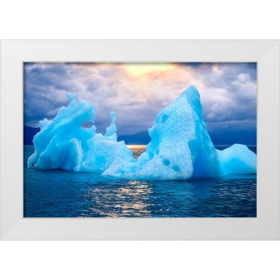 Engelbrecht, Jim 24x17 White Modern Wood Framed Museum Art Print Titled - Alaskan Iceberg at sunrise
