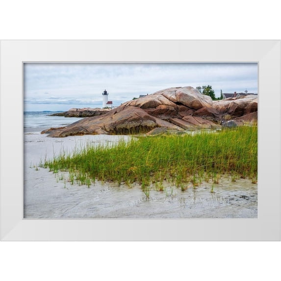 Engelbrecht, Lisa S. 18x13 White Modern Wood Framed Museum Art Print Titled - Harbor Light-Ipswich Bay-Annisquam-Massachusetts-USA