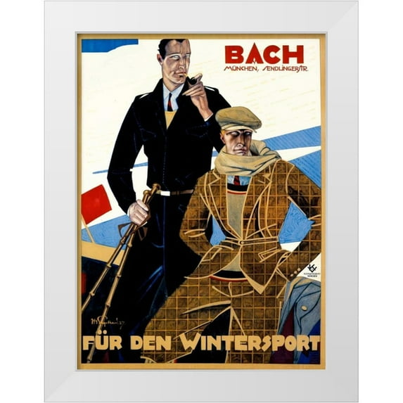 Engelhard, Julius Ussy 25x32 White Modern Wood Framed Museum Art Print Titled - Bach / Fur den Wintersport