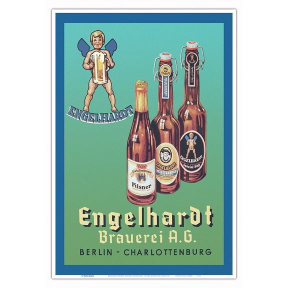 Engelhardt Brewery (Brauerei) German Beer - Vintage Advertising Poster c.1936 - Master Art Print (Unframed) 13in x 19in
