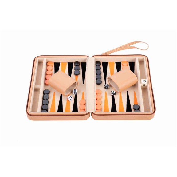 Engelhart 9 inch Backgammon Travel Set - Green / Cream / Black / White