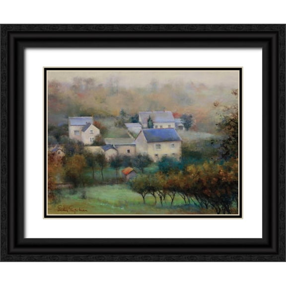 Engelman, Esther 24x19 Black Ornate Wood Framed with Double Matting Museum Art Print Titled - Countryside Hamlet
