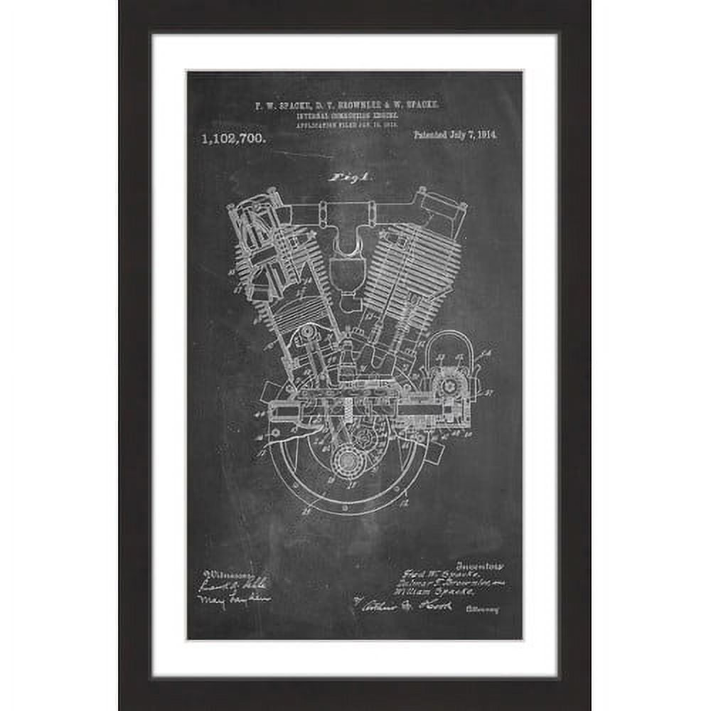 "Engine 1914 Chalk" Framed Painting Print