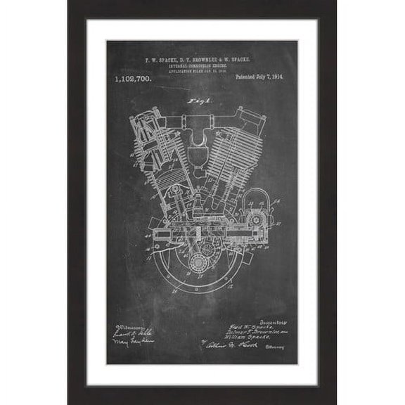 "Engine 1914 Chalk" Framed Painting Print