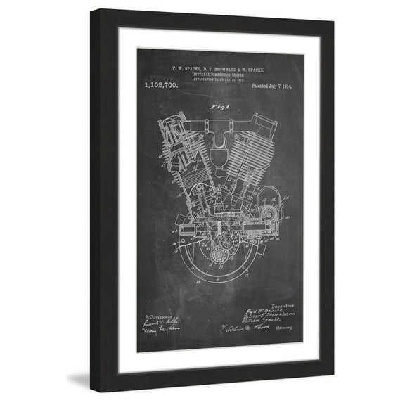 "Engine 1914 Chalk" Framed Painting Print