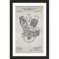 "Engine 1914 Old Paper" Framed Painting Art Print
