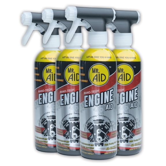 Engine AID Effectively Cleans Car Engine Bays Without The Need For Water, Formula Designed To Remove Dirt, Oils & Grease, Non-Flammable & ECOFriendly,(16 Fl Oz) W/4/Microfiber Towel (4-Pack)
