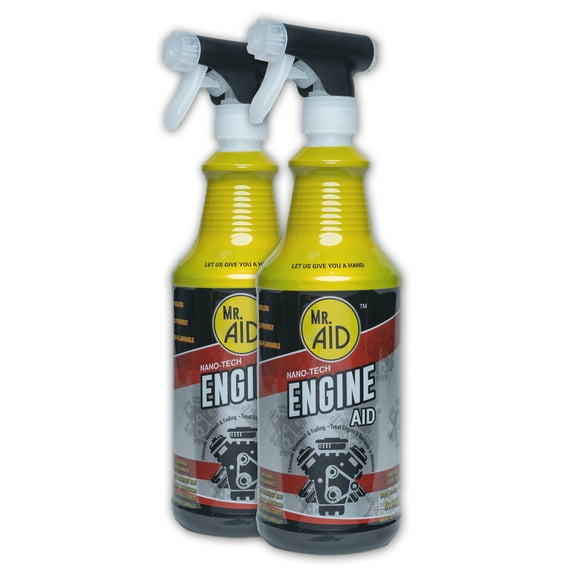 Engine AID Effectively Cleans Car Engine Bays Without The Need For Water, Formula Designed To Remove Dirt, Oils & Grease, Non-Flammable & ECOFriendly,(32 Fl Oz) W/2/Microfiber Towel (2-Pack)