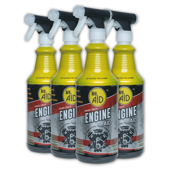 Engine AID Effectively Cleans Car Engine Bays Without The Need For Water, Formula Designed To Remove Dirt, Oils & Grease, Non-Flammable & ECOFriendly,(32 Fl Oz) W/4/Microfiber Towel (4-Pack)