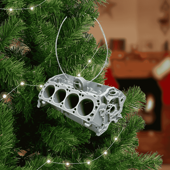 Engine Block Christmas Tree Ornament – Detailed V8 Engine Block Replica Holiday Decoration – Perfect Gift for Car Enthusiasts, Mechanics, and Auto Lovers