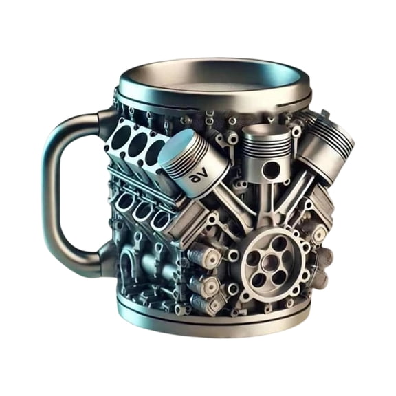Engine Block Design Coffee Mug with 3D Piston Detailing for Office Home Kitchen Drinkware Gift for Car Enthusiasts Men Women