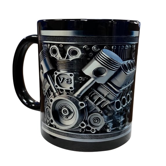 Engine Block Design Mug V8 Cylinder Shaped Coffee Cup with Detailed Mechanical Texture for Home or Office Use