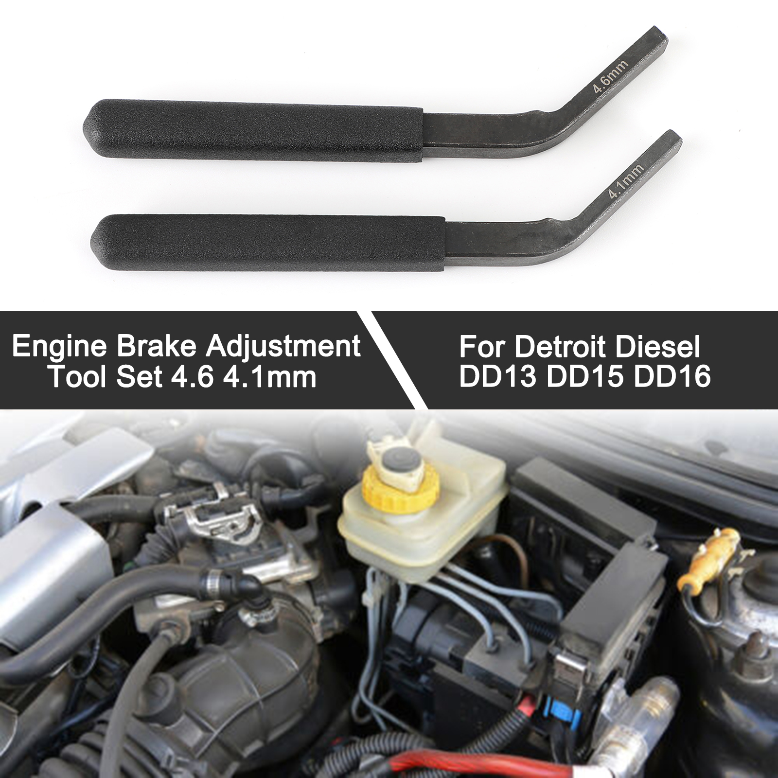 Engine Brake Adjustment Tool Set For Detroit Diesel DD13 DD15 DD16 - 4.6mm & 4.1mm Feeler Gauges, Replaces W470589042300