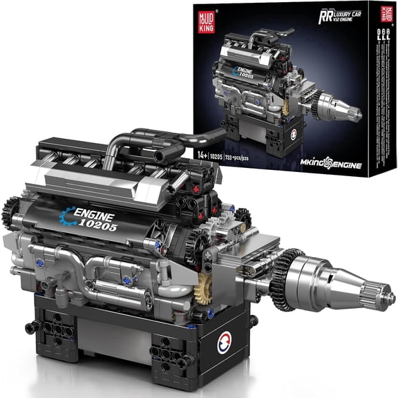 Engine Building Blocks Set, 10205 Engine Model That Runs, Mini Engine Build Kit for Adults with Battery Box and Motor, Engineering Construction STEM Toy for Youth(733 Pcs)
