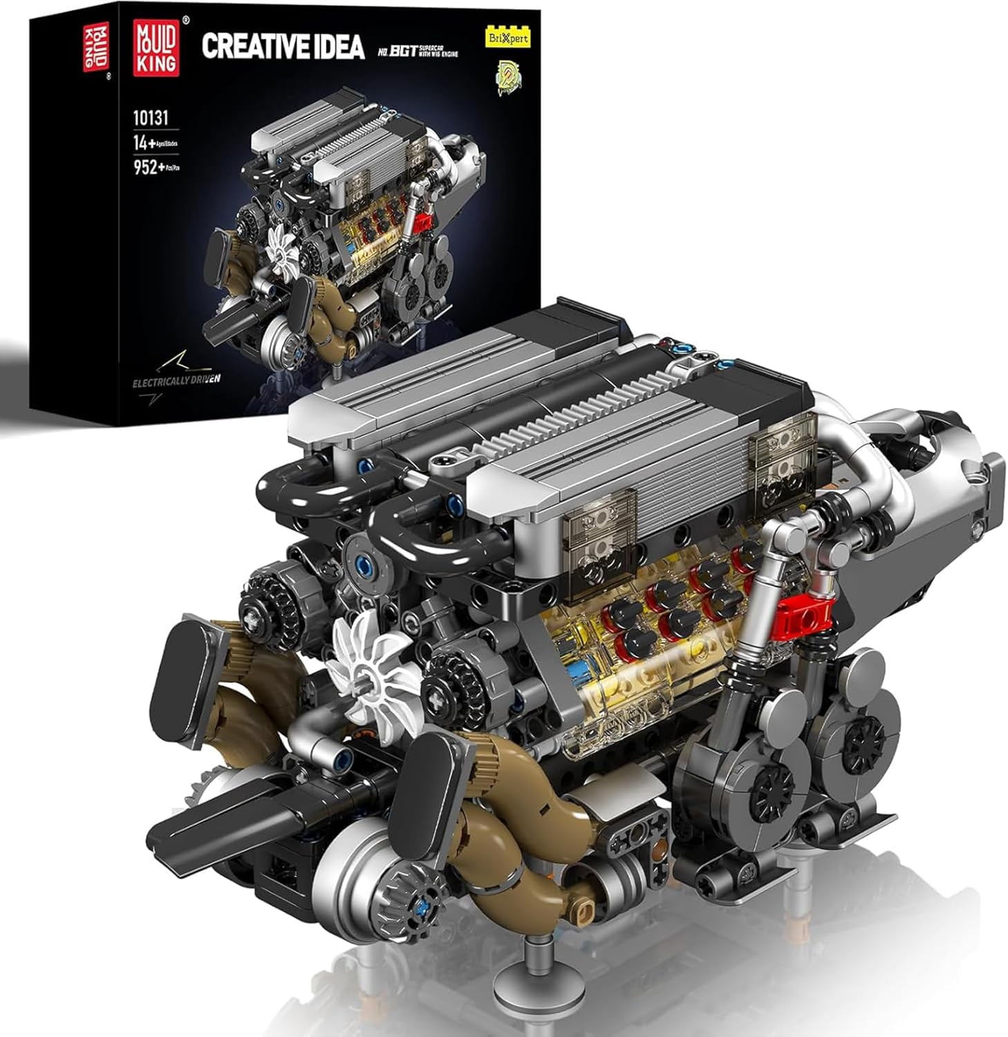 Engine Building Blocks Set, Combustion Engine Model That Runs, Mini Engine Build Kit for with Battery and Motor, Engineering Construction STEM Toy for (952 Pcs)