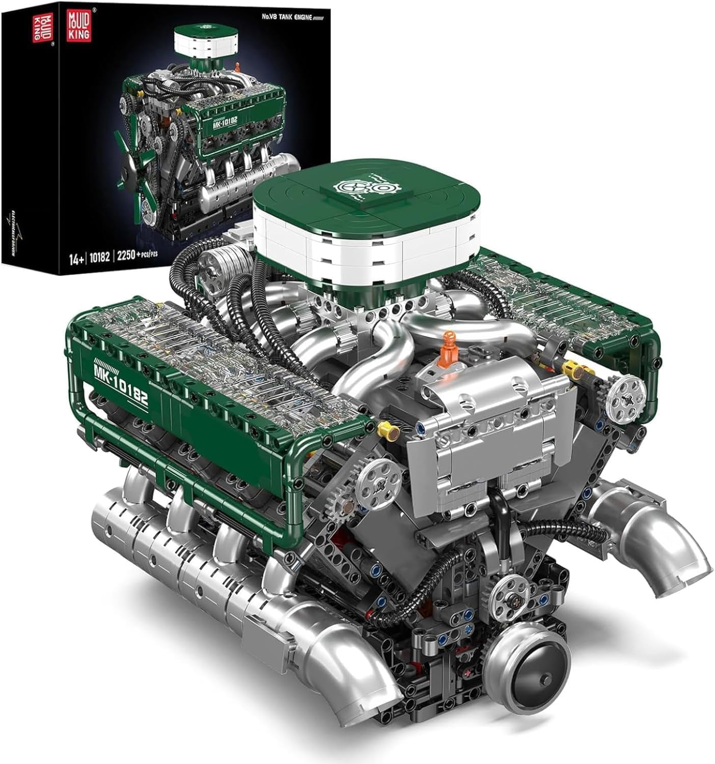 Engine Building Blocks Sets, MOC V8 Tank Engine Model Kit with Battery and Motor, Collectable 8-Cylinder Combustion Car Engine Model Toys for Adults (2250+PCS)