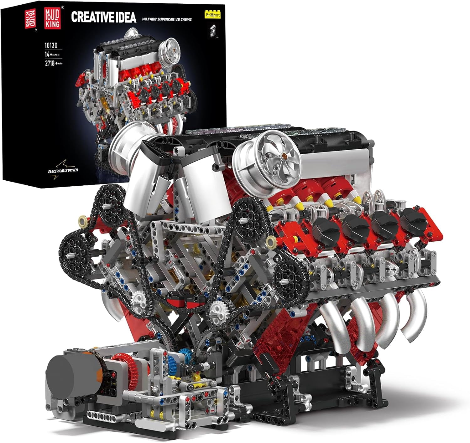 Engine Building Blocks Sets, V8 Engine Model Kit That Runs, MOC Engineering Model Building Kit with Battery and Motor, 2718 PCS Building Blocks for Adults