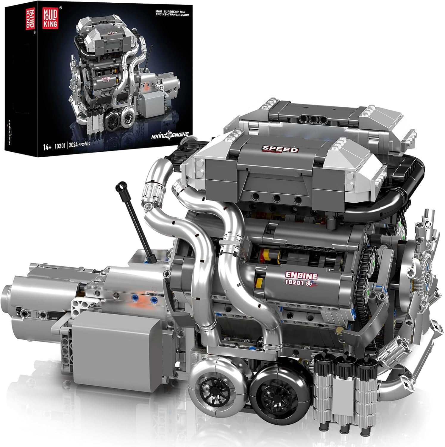 Engine Building Kit for Adults, MOC W16 Engine Model Toy for Display, STEM Car Engine Building Project for Adult (2024 PCS)