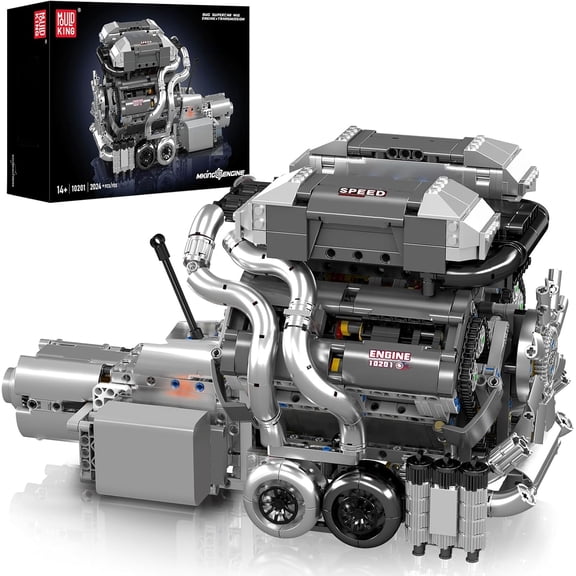 Engine Building Kit for Adults, MOC W16 Engine Model Toy for Display, STEM Car Engine Building Project for Adult (2024 PCS)