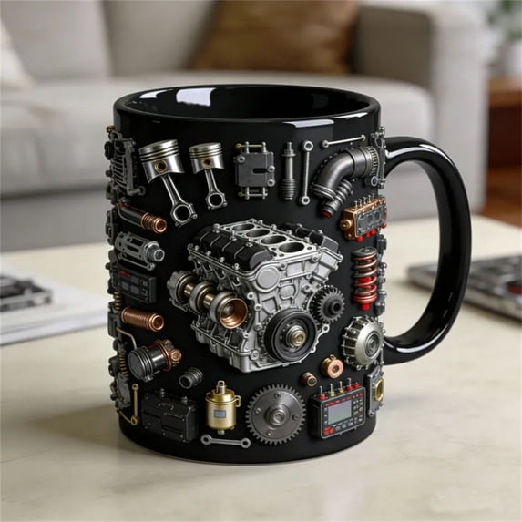 Engine Coffee Mug,Funny Coffee Mug Engine, 2026 NEW Cup Auto Mechanical Design 11oz Ceramic EngineThemed Set,Shop Gifts for Engine-Themed DIY Car Lovers Home Office Decor
