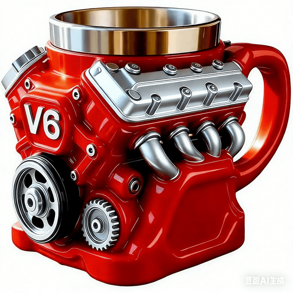 Engine Coffee Mug, Retro Engine Coffee Mug V8/V6 Stainless Steel Cup Double Wall Insulation with Handle for Car Enthusiasts Perfect for Father's Day Christmas Portable