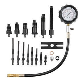 Engine Compression Tester Kit, 18 Pcs Cylinder Pressure Test Tool with 0-1000 PSI Gauge & Adapters - for Trucks, Tractors, Motorcycles, ATVs, Automotive Diagnostics