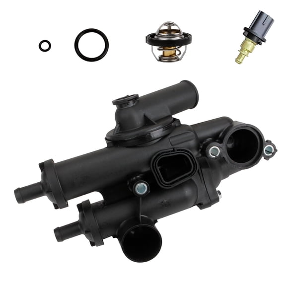 MITZONE Coolant Thermostat Housing Assy Compatible with 08-20 Dodge Journey Avenger Caliber 08-14 Chrysler 200 Sebring 07-17 Jeep Compass Patriot 2.4L