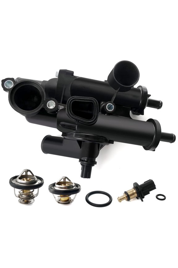 Engine Coolant Thermostat Housing Assembly with Sensor Compatible with Dodge Avenger 08-14, Journey 09-20, Chrysler 200 11-14, Jeep Compass Patriot 07-17, Caliber 07-12, 2.0L 2.4L Replace 68003582AB