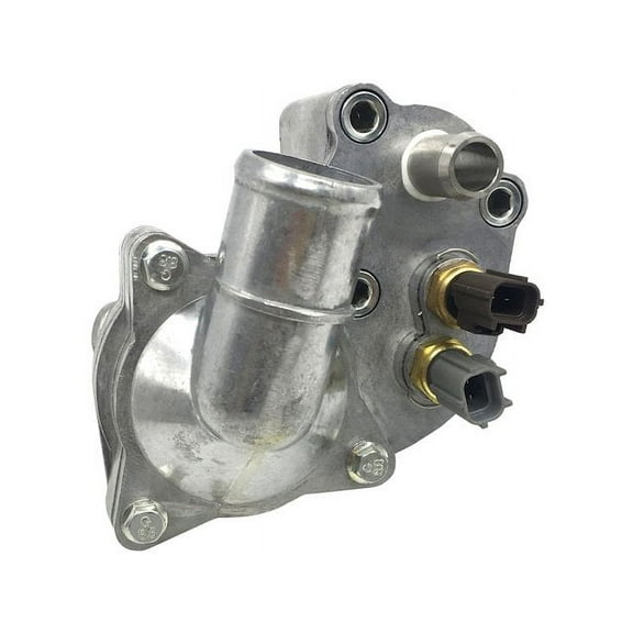 Engine Coolant Thermostat Housing Assembly - Upper Housing Angled to Right - Compatible with 2001 - 2005 Ford Explorer Sport Trac 4.0L V6 (with Dual Clip Style and 2 Sensors) (From 07/24/2000) 2003