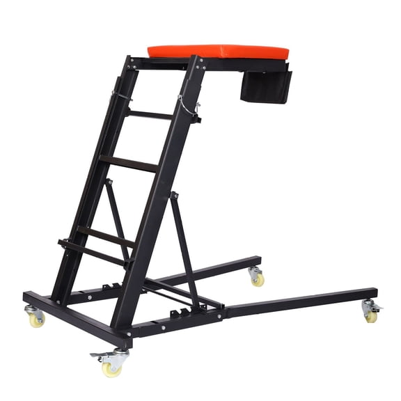 Engine Creeper, Foldable Rolling Mechanic Creeper - Heavy Duty Steel Frame, 400lbs Capacity, Adjustable Height 18"-76", Padded Deck for Automotive Repair