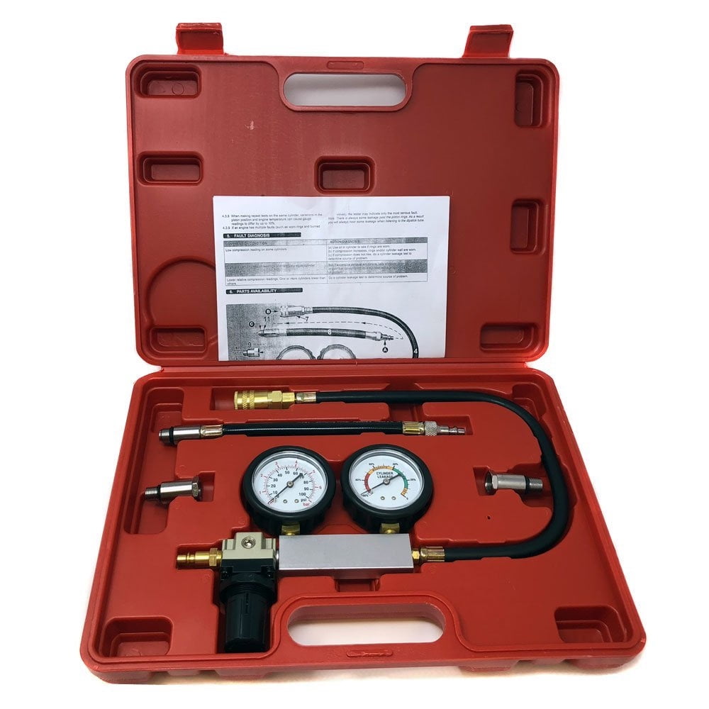 Engine Cylinder Dual Gauge Leakdown Tester kit Diagnostics Tool
